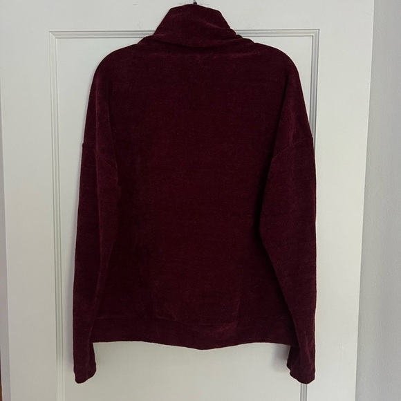Gaze Mock Turtle Neck Cozy Maroon Wine chenille Sweater. Size Large - Picture 4 of 8